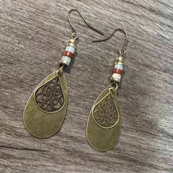 Beaded Bohemian Copper Earrings - Picture 4 of 4